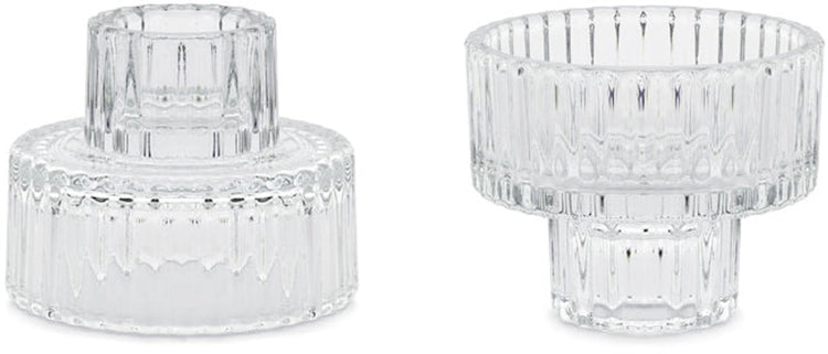 Partydeco 4 stuks 2-in-1 glazen kaarsenhouder 6.5x5.5 cm