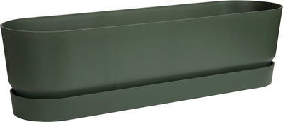 Elho greenville trough long 70 - plantenbak voor buiten - 100% gerecycled plastic - l79.0 x b19.5 x h18.5 cm - blad groen