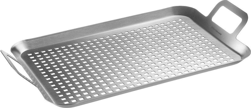 Merkloos sans marque grillpan plat en large, praktisch voor het grillen van groenten, vele en andere lekkernijen, duurzaam, vaatwasmachinebestendig, roestvrij staal