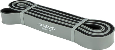 Avento fitness powerband latex - medium - grijs zwart