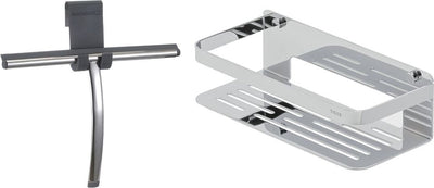 Tiger caddy - doucherek 24 cm met douchewisser inclusief glashaak - raamwisser - chroom