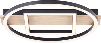 Brilliant ag brilliant maureen - plafondlamp - led 24w - 3000k - zwart - hout