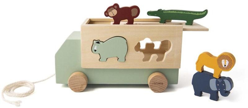 Trixie houten vormenstoof dierentruck, 6dlg.