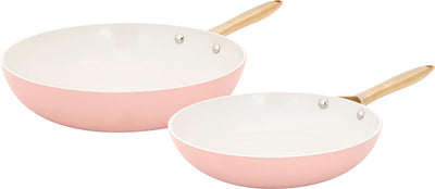 Cosy trendy elegance koekenpannenset 2-delig ø24 28cm - pfas-vrij - inductie koekenpan - snelle opwarming - zonder deksel - pink