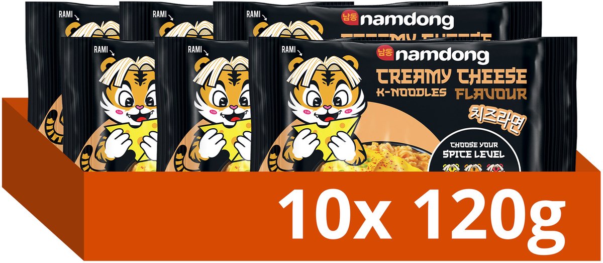 Namdong instant noodles - creamy cheese - noedels met een romige kaassmaak op koreaanse wijze - 10 x 120 g