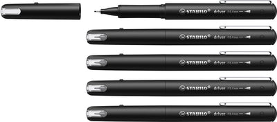 Stabilo dr!ver - premium fineliner - 0.4 mm - zwart - doos 5 stuks