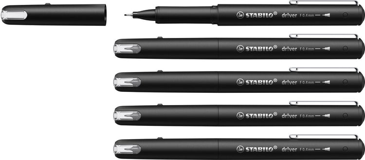 Stabilo dr!ver - premium fineliner - 0.4 mm - zwart - doos 5 stuks