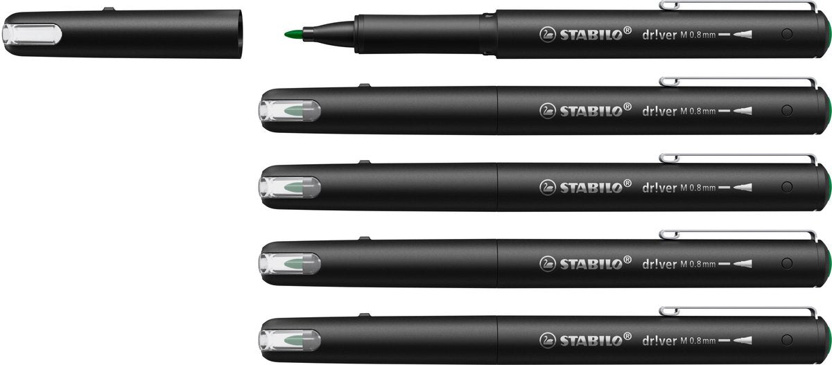 Stabilo dr!ver - premium fineliner - 0.8 mm - groen - doos 5 stuks