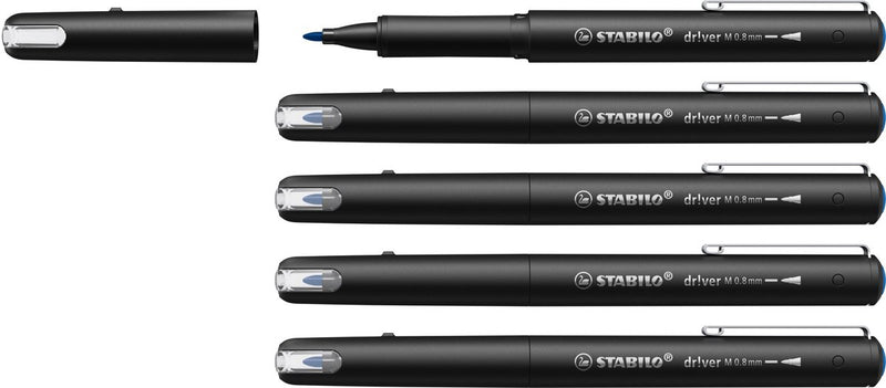 Stabilo dr!ver - premium fineliner - 0.8 mm - blauw - doos 5 stuks