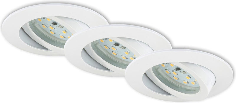Briloner attach move - inbouwspots set van 3 - draaibare inbouwarmaturen - 3 x led 5w 400lm - lichtkleur: warm wit - inbouwdiepte: 30mm - inbouwmaat: 68mm - product: ø82mm - wit