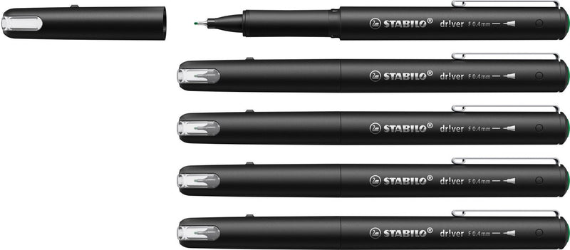 Stabilo dr!ver - premium fineliner - 0.4 mm - groen - doos 5 stuks