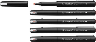 Stabilo dr!ver - premium fineliner - 0.8 mm - rood - doos 5 stuks