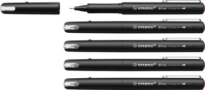 Stabilo dr!ver - premium fineliner - 0.4 mm - rood - doos 5 stuks