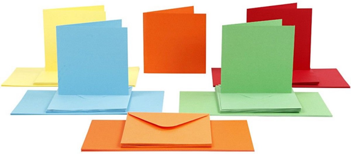 Creativ company kaarten enveloppen 15x15 cm multi 50 stuks
