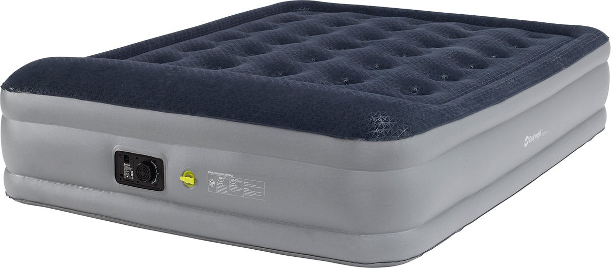 Outwell flock superior double w built-in pump luchtbed 45 cm hoog ingebouwde pomp 190 x 160 x 45 cm blauw
