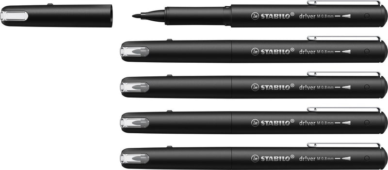 Stabilo dr!ver - premium fineliner - 0.8 mm - zwart - doos 5 stuks