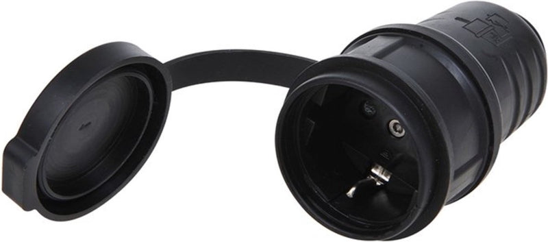 Proplus schuko contrastekker - kunststof - 230v - zwart - ip44