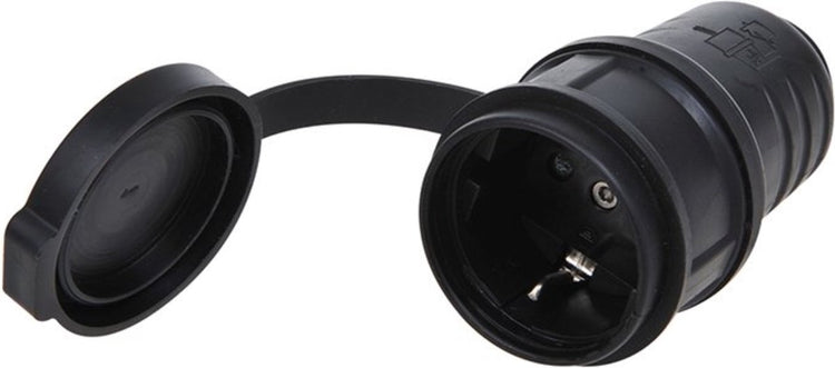 Proplus schuko contrastekker - kunststof - 230v - zwart - ip44