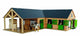 Kids globe paardenhoekstal met 3 boxen en berging 1:24