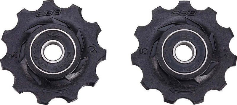 Bbb cycling derailleurwieltjes shimano, campagnolo sram - 9-speed, 10-speed, 11-speed, 12-speed - duurzaam - zwart - 11t - rollerboys bdp-02