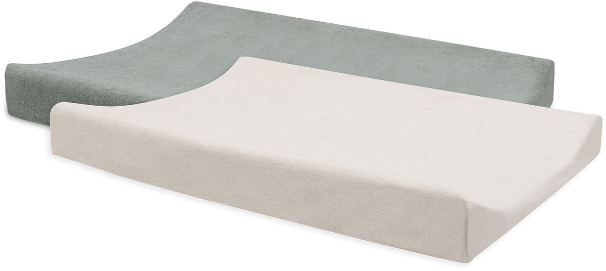 Jollein aankleedkussenhoes - 50x70cm - badstof - sea green ivory - 2 stuk