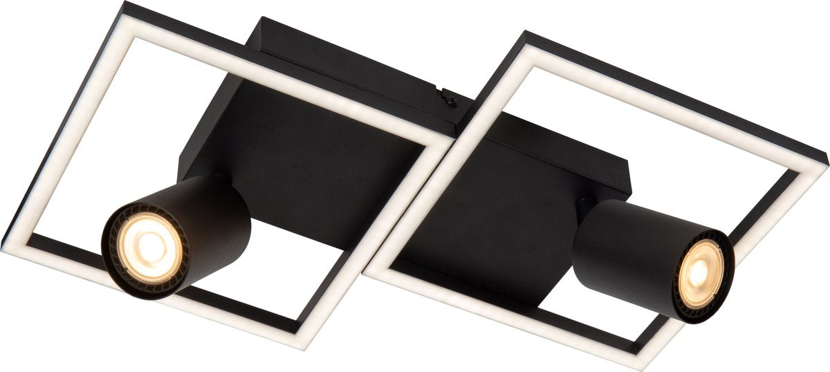 Lucide arianne - plafonnière (plafondlamp) - led - 2xgeïntegreerde led - 2xgu10 - cct - zwart