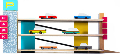 Candylab houten speelgoed - magnetische garage voor candycar auto's.