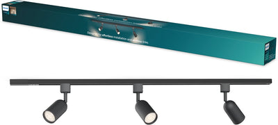 Philips easylink shea starterkit - 3 spots op 1 meter rail - gu10 fitting - maximaal wattage: 7w - zwart - 3-pack - railverlichting