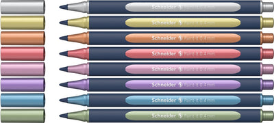 Schneider schrijfwaren schneider rollerball metallic - paint-it 050 - lijnbreedte 0.4mm - 8 stuks - s-ml05011502