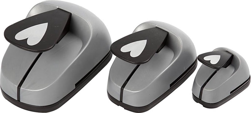 Creotime ponsen set - figuurponsen - hart - decoratie - kaarten maken - 25+49+75mm - 3 stuks