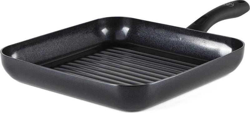 Greenchef diamond grillpan 28x28cm - pfas-vrije antikleeflaag - grillpan inductie - keramische pan - ovenbestendig tot 160°c - koelgreep - zwart
