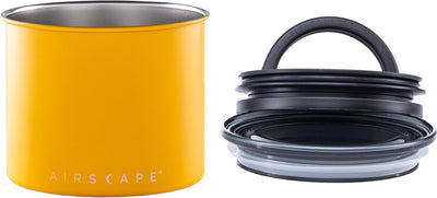 Planetary design - airscape - koffiebonen - voorraadpotten - canister - luchtdicht - vacuum - gepatenteerd systeem - matte yellow - koffie - staal - mat geel - 250 gram
