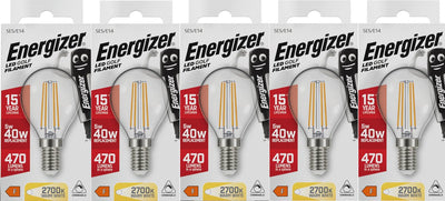 Energizer energiezuinige filament led kogellamp - e14 - 5 watt - warmwit licht - dimbaar - 5 stuks