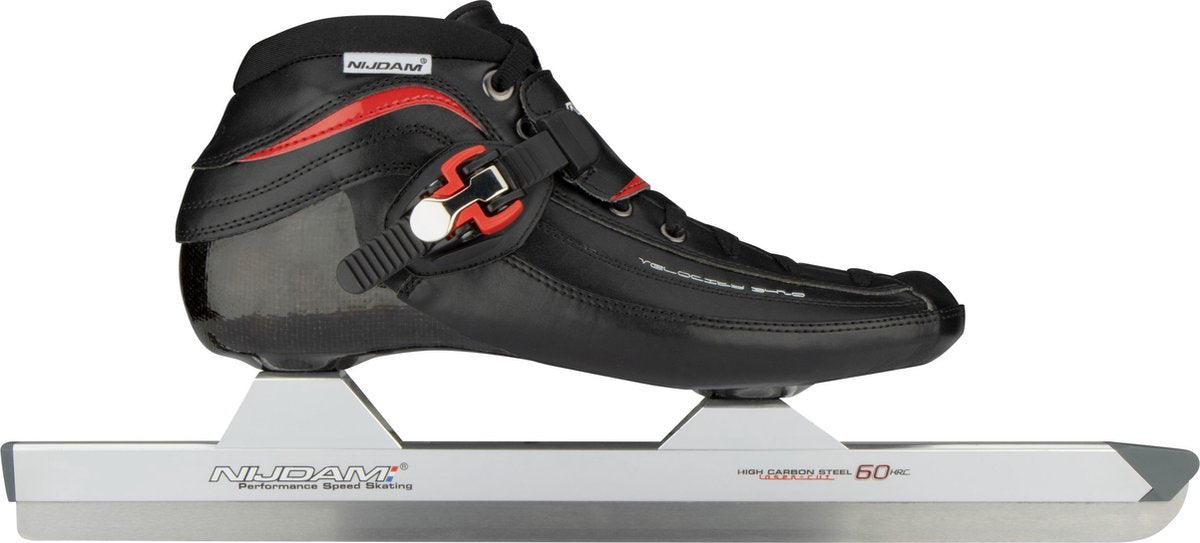 Nijdam premium norenschaatsen carbon - laag - zwart rood - maat 47