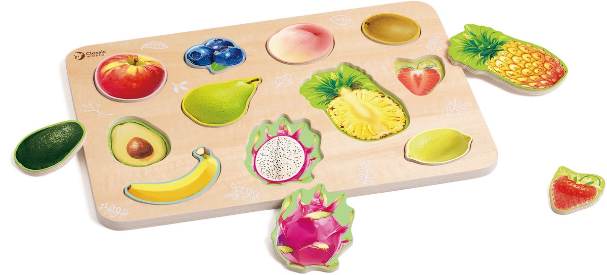Classic world houten puzzel fruit - educatief speelgoed voor peuters.