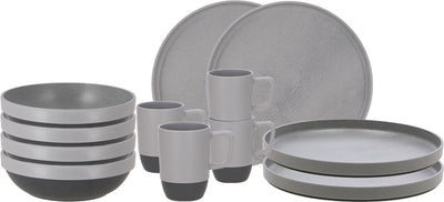 Travellife vita camping serviesset grijs 12-delig - keramiek look - stevig en krasbestendig melamine
