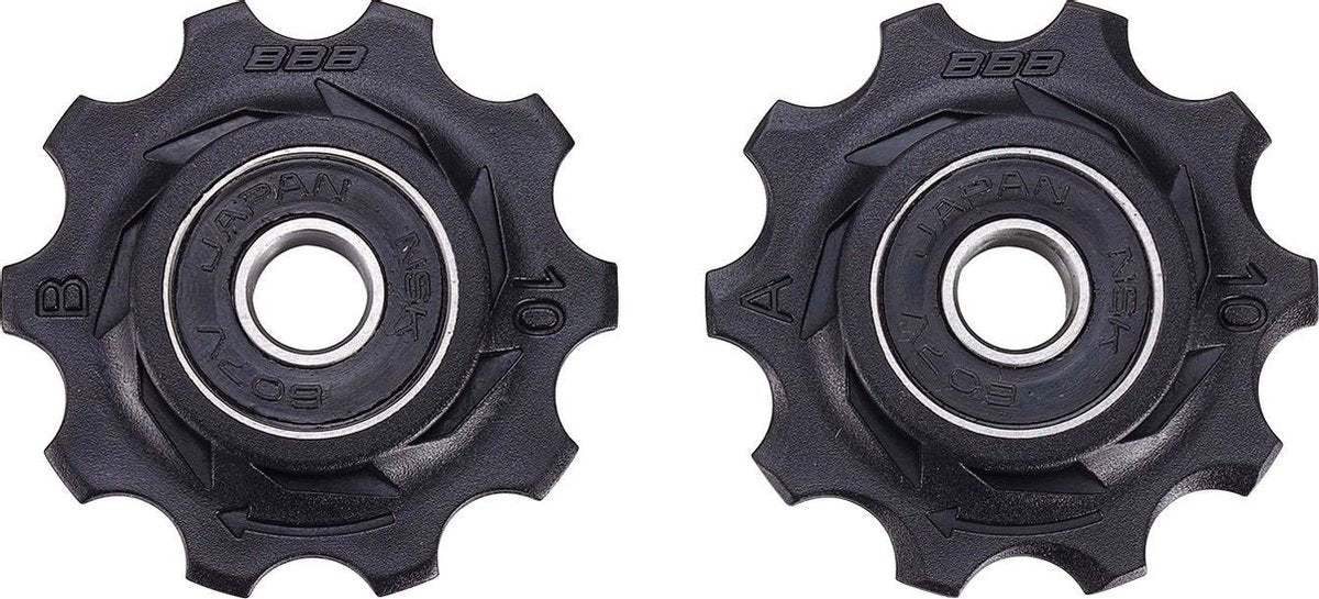 Bbb cycling derailleurwieltjes shimano, campagnolo sram - 7-speed, 8-speed, 9-speed, 10-speed - duurzaam - zwart - 10t - rollerboys bdp-01
