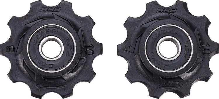 Bbb cycling derailleurwieltjes shimano, campagnolo sram - 7-speed, 8-speed, 9-speed, 10-speed - duurzaam - zwart - 10t - rollerboys bdp-01