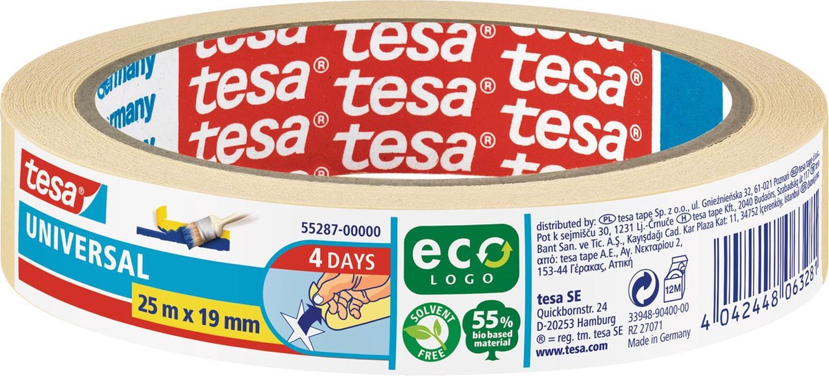 Tesa 1025268 - afplakb.univers.25mx19mm | 16 stuks
