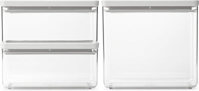 Brabantia tasty+ voorraadbussen - stapelbaar - 1,5 + 1,5 + 3,5 l - light grey