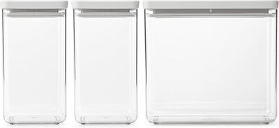 Brabantia tasty+ voorraadbussen - stapelbaar - 1,6 + 1,6 + 3,5 l - light grey