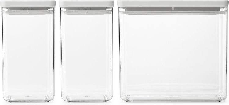Brabantia tasty+ voorraadbussen - stapelbaar - 1,6 + 1,6 + 3,5 l - light grey