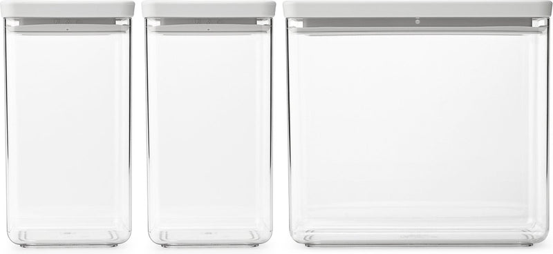 Brabantia tasty+ voorraadbussen - stapelbaar - 1,6 + 1,6 + 3,5 l - light grey