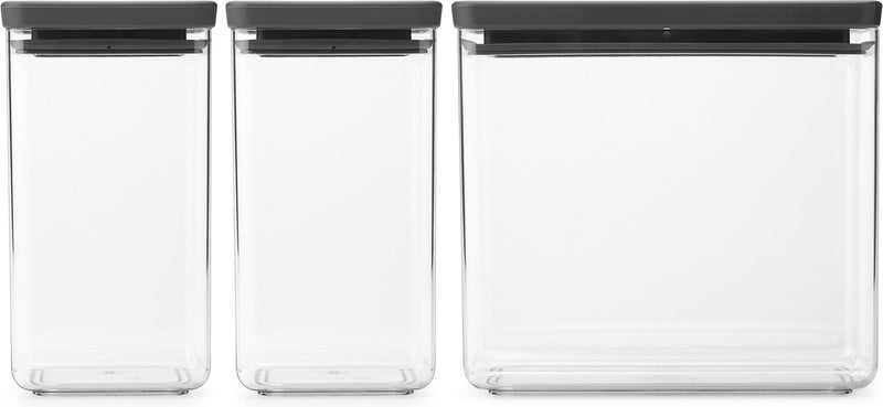 Brabantia tasty+ voorraadbussen - stapelbaar - 1,6 + 1,6 + 3,5 l - dark grey