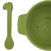 Trixie siliconen baby eetset mr. dino - perfect kraamcadeau - babyshower gift - set met lepel, beker en kom.
