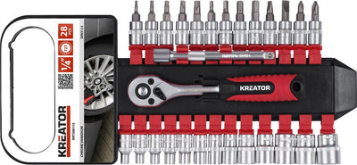 Kreator krt500115 dopsleutelset - 28 delig - 1 4