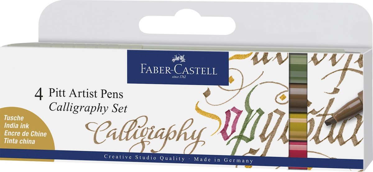 Faber-castell kalligrafie pen - tekenstift - pitt artist pen - kalligrafie set - 4-delig - fc-167505