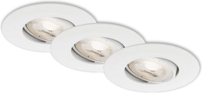 Briloner kulana - inbouwspots set van 3 - dimbaar - draaibare inbouwarmaturen - 3 x led 5w 460lm - lichtkleur: warm wit - inbouwdiepte: 30mm - inbouwmaat: 68mm - product: ø90mm - wit