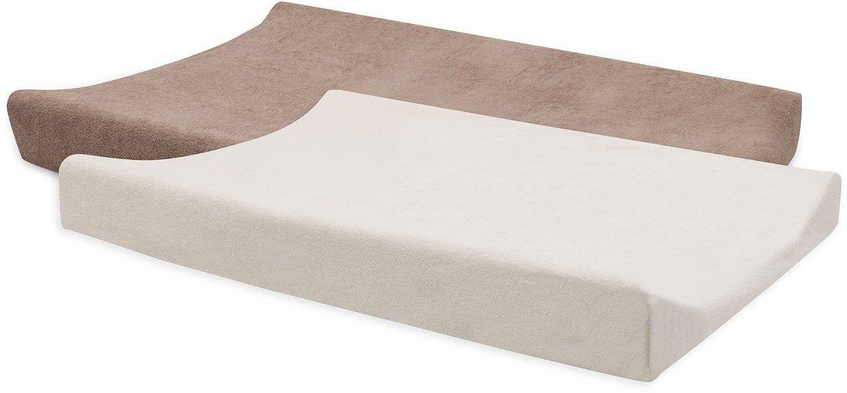 Jollein aankleedkussenhoes - 50x70cm - badstof - milky coffee ivory - 2 stuk