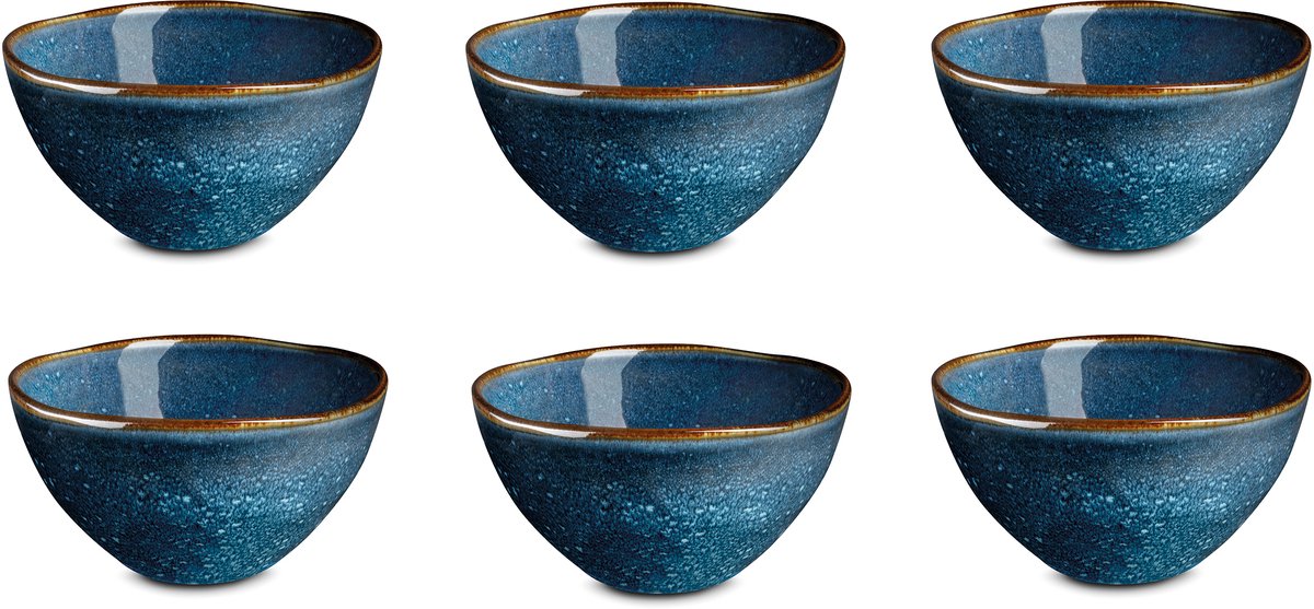 Medard de noblat - vertigo denim - kommen 15 cm - 6 delig - stoneware